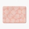 Pink coral patterned microfiber bath mat for coastal bathroom vibe.