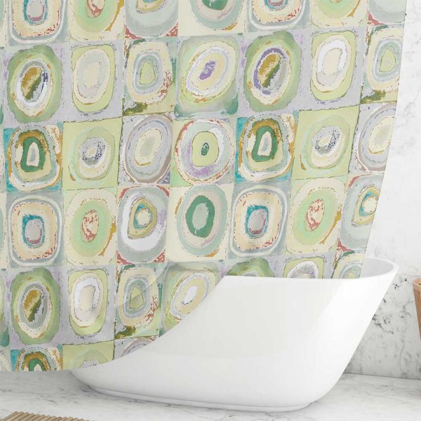 Designer fabric bath curtain