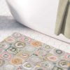 Artist-designed microfiber bath mat featuring Kandinsky geometric abstract pattern