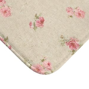shabby chic rose floral bath mat