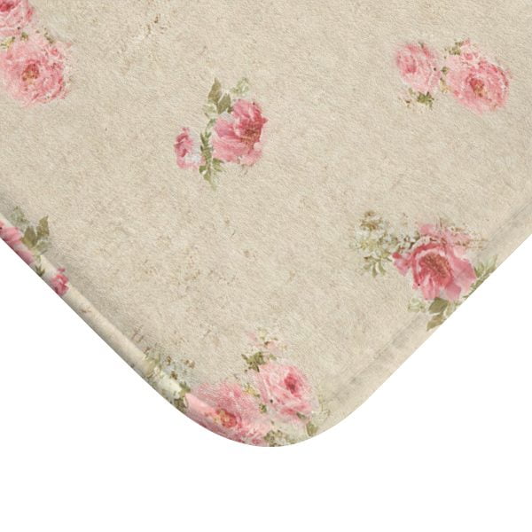 shabby chic rose floral bath mat