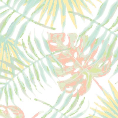 Close-up of abstract tropical apricot palm leaves pattern on artwork.