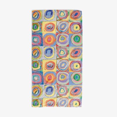 Colorful Abstract Geometric Bath Towel - Soft Velour Face, Absorbent Cotton Terry Loop Back