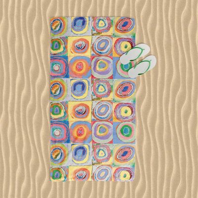 Colorful Abstract Geometric Beach Towel - Soft Velour Face, Absorbent Cotton Terry Loop Back