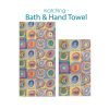 Colorful Abstract Geometric Hand and Bath Towel Set - Soft Velour Face, Absorbent Cotton Terry Loop Back