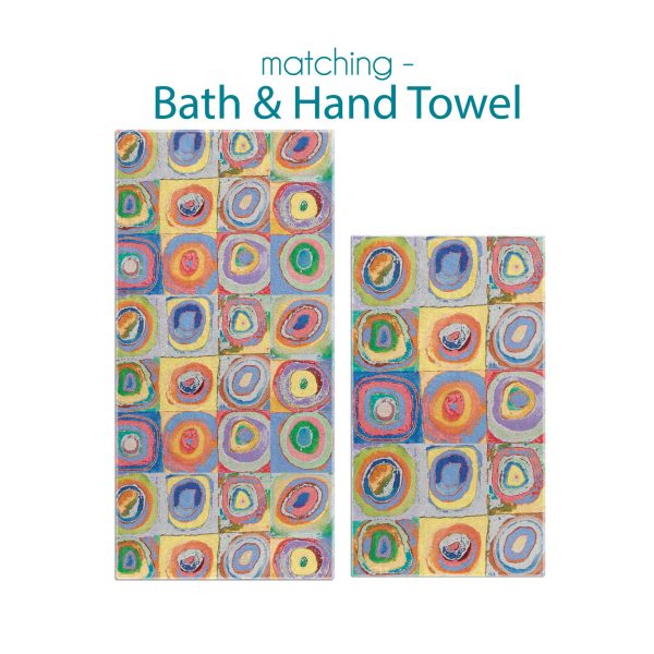 Colorful Abstract Geometric Hand and Bath Towel Set - Soft Velour Face, Absorbent Cotton Terry Loop Back