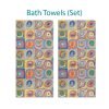 Colorful Abstract Geometric Bath Towel Set - Soft Velour Face, Absorbent Cotton Terry Loop Back