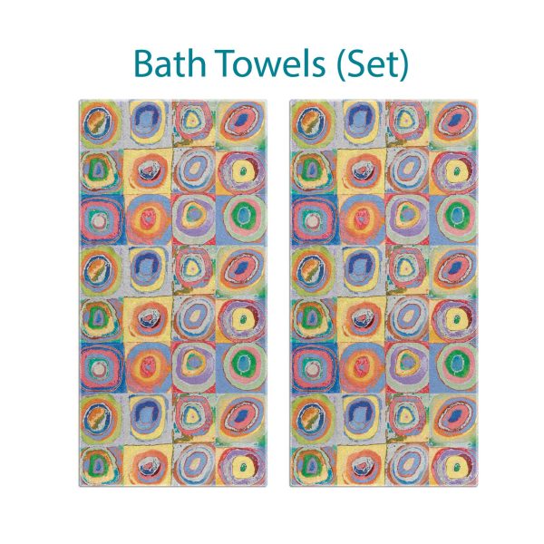 Colorful Abstract Geometric Bath Towel Set - Soft Velour Face, Absorbent Cotton Terry Loop Back