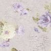 Detail view of gray and lavender lilac floral pattern on towels