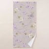 Gray Bath Towel With Shabby Chic Style lavender Purple Blurred Rose Floral Pattern