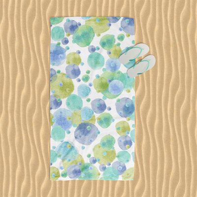 kids polka dot beach towel blue green pattern