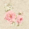Close-up of artistic rose floral shower curtain.