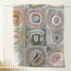 Gray and pink artistic abstract patterned bath towel.