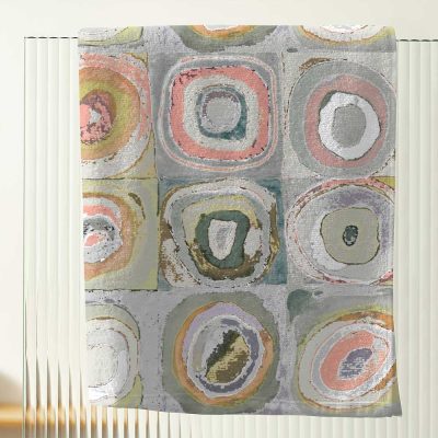 Gray and pink artistic abstract patterned bath towel.