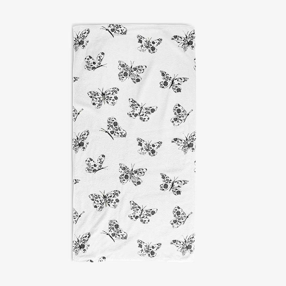 black white butterfly kids towel modern bathroom