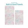 Bath and hand towel set with pink and blue butterfly prints, perfect for a girl's bathroom.