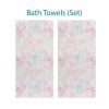Set of 2 bath towels with pink and blue butterfly prints, ideal for a girl's bathroom.