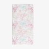 Bath towel with pink and blue butterfly print, perfect for a girl's bathroom.