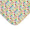 Close-up of absorbent microfiber fabric with anti-mold properties and intricate multicolor checkered pattern