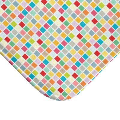 Close-up of absorbent microfiber fabric with anti-mold properties and intricate multicolor checkered pattern