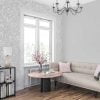 Grey watercolor wallpaper for bedroom, kitchen, bathroom, nursery, or kids' room. Options include peel and stick vinyl, polyester, traditional, and pre-pasted.