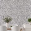 Grey watercolor leaf neutral wallpaper in a dining room