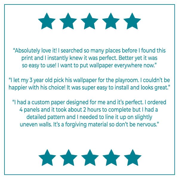 Image showcasing reviews of various Ozscape Designs wallpapers, highlighting customer satisfaction and diverse designs