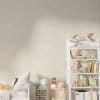 Modern beige and white elephant wallpaper in a kids room