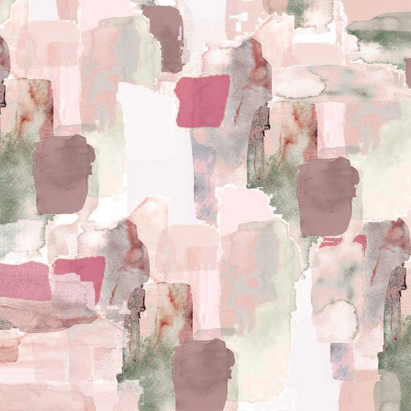 Detailed view of abstract pink removable wallpaper roll