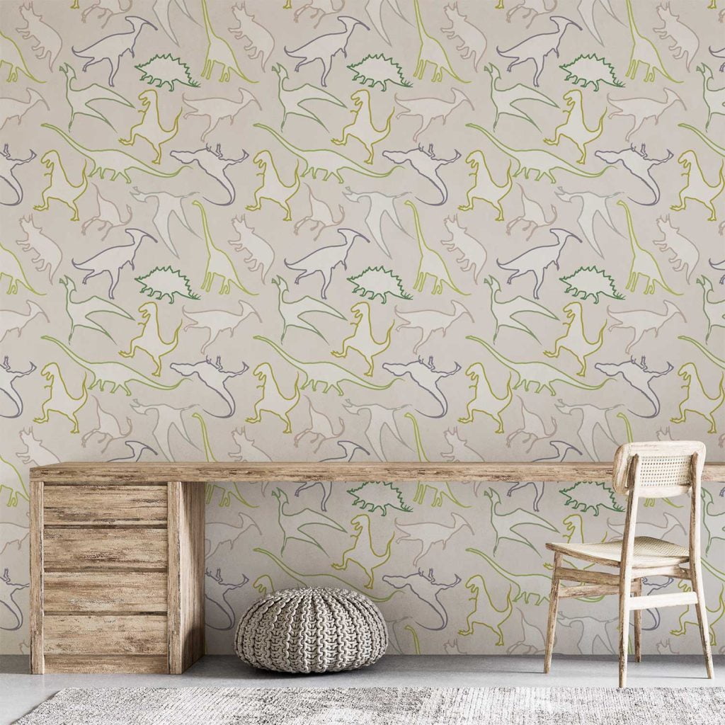 Green Dinosaur Wallpaper for Kids – Fun, Modern Peel & Stick