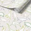 Dinosaur wallpaper for kids in beige, greens, and browns.