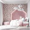 Abstract pink removable wallpaper in a child's room
