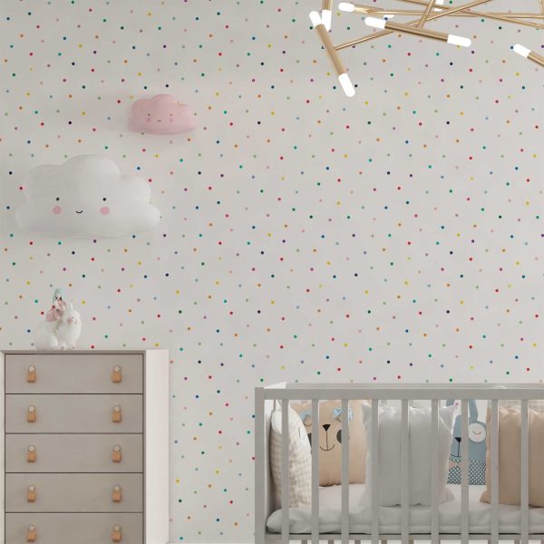 Pretty Polka Dot Wallpaper For Baby Girl Nursery Wall Decor