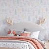 Pretty Pastel Woodland Trees Wallpaper In Girls Bedroom