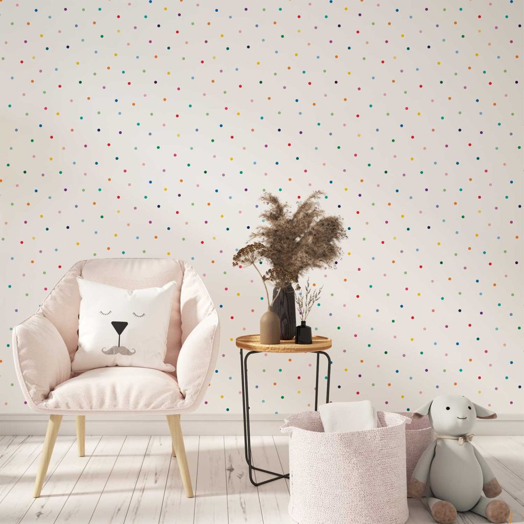 Colorful Polka Dot Wallpaper for Bedrooms, Playrooms, Nursery