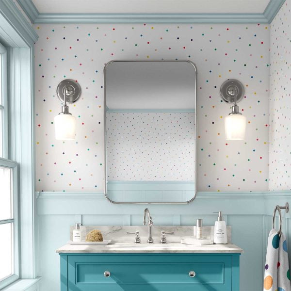 Cute Polka Dot Wallpaper - WAterproof For Kids Bathroom