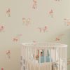 Pink puppy dog wallpaper for kids and baby nursery.