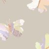 Detailed close-up of Boho Butterfly Beige Wallpaper showcasing abstract butterfly patterns and soft neutral colors.
