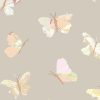 Detailed close-up of Boho Butterfly Beige Wallpaper showcasing abstract butterfly patterns and soft neutral colors.