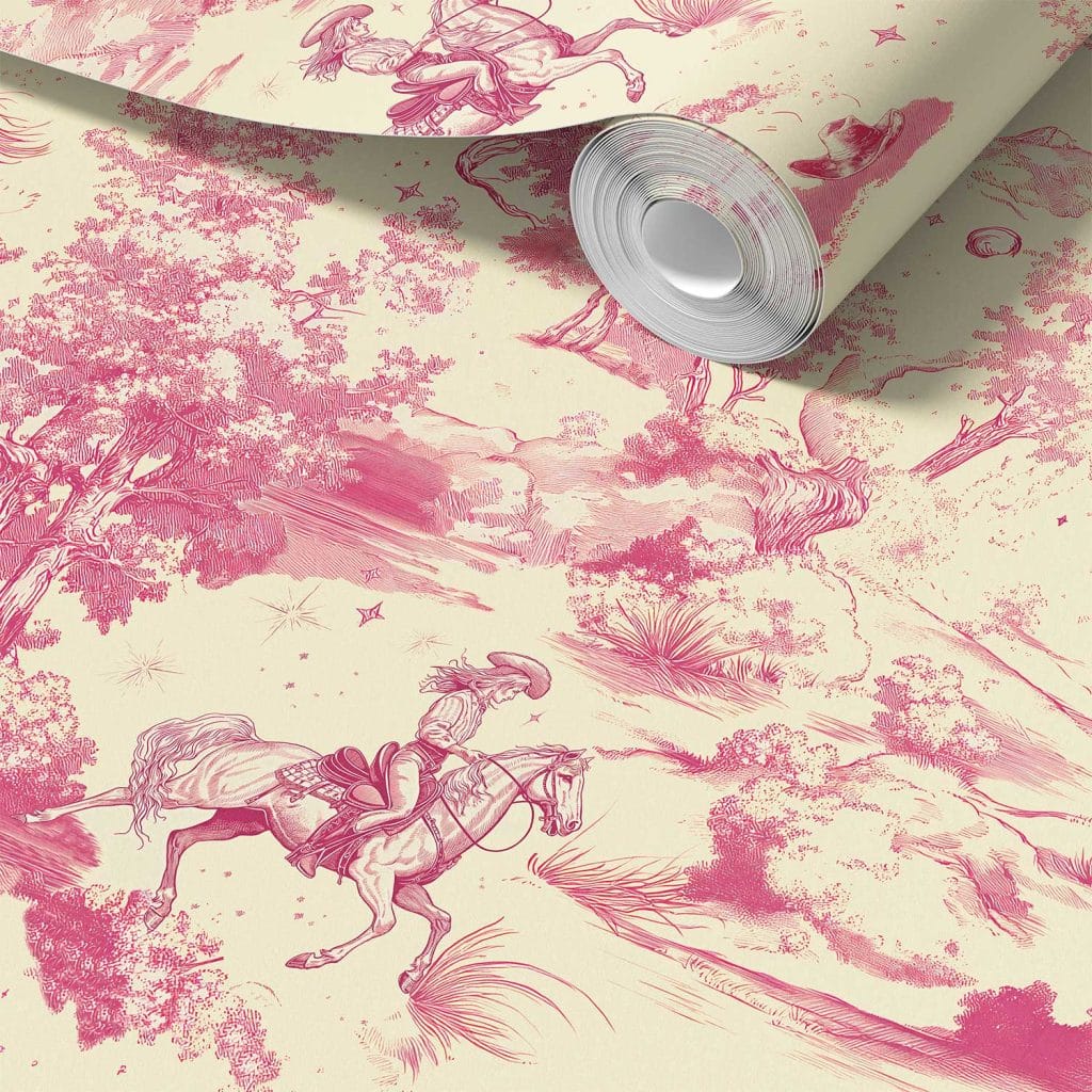 A close-up of the intricate unicorn and horse details on Cosmic Cowgirl Wallpaper.