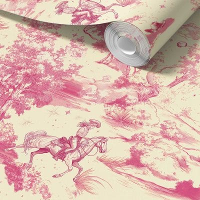 A close-up of the intricate unicorn and horse details on Cosmic Cowgirl Wallpaper.