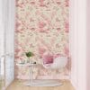 Playful unicorn and horse wallpaper creating a charming accent wall.