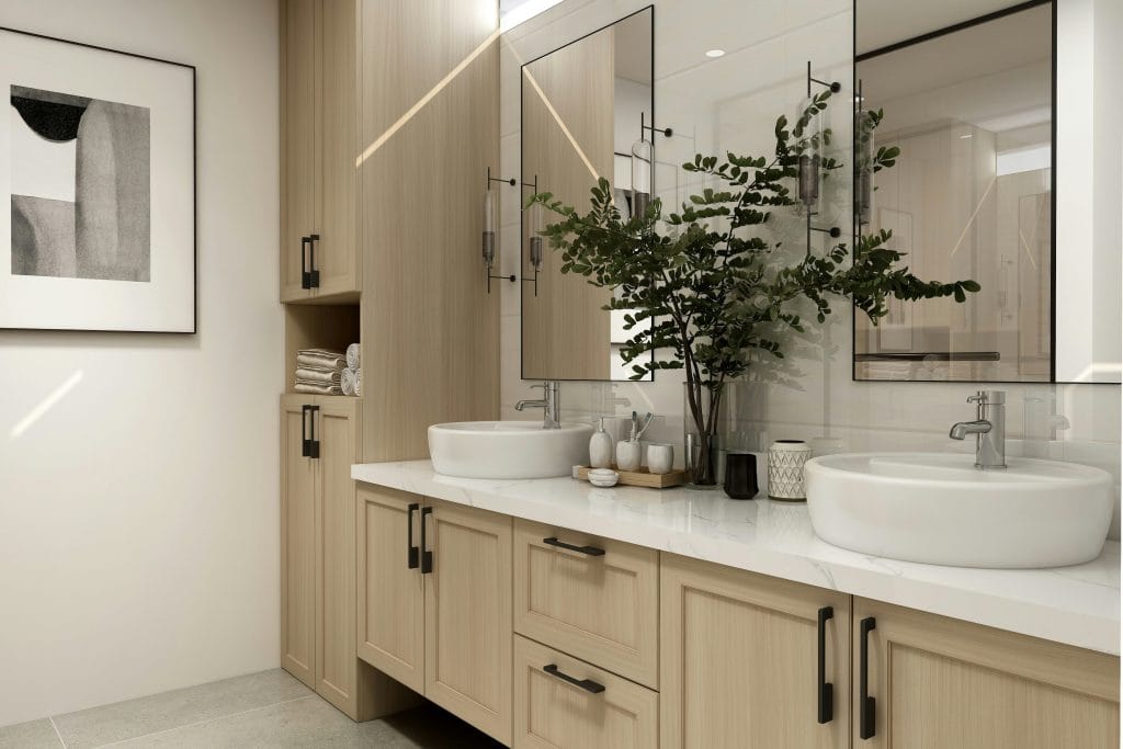 jack and jill bathroom with double vanity