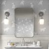 Adorable gray puppy wallpaper in a modern kids' bathroom