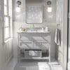 Gray dog wallpaper for kids' bathroom - playful puppy design