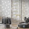 Cute gray dog wallpaper for kids' playroom decor