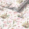 Sample of pink floral bunny wallpaper