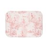 Ballet bath mat with pink ballerina toile design and swans on off white background
