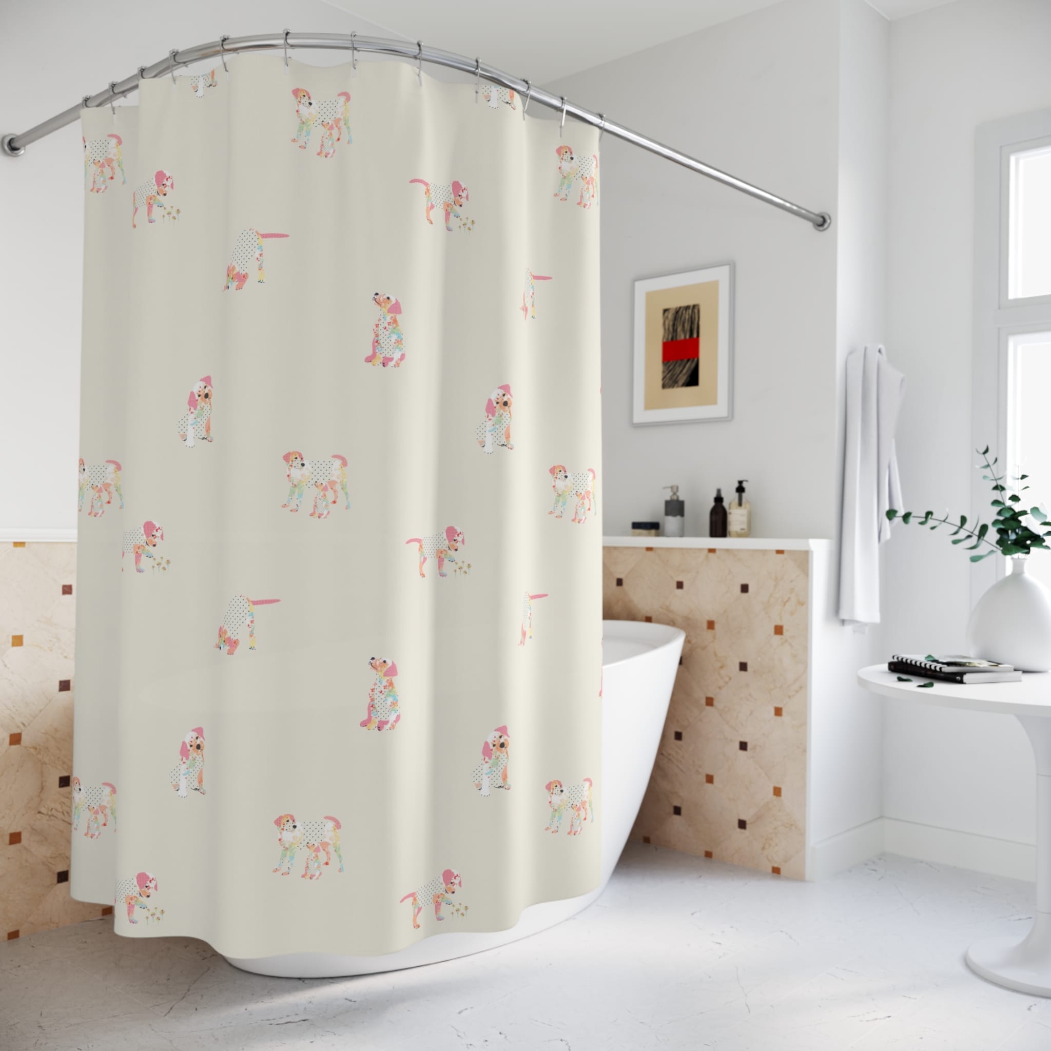 neutral-beige-puppy-dog-shower-curtain-kids-bathroom-decor-pink-dogs