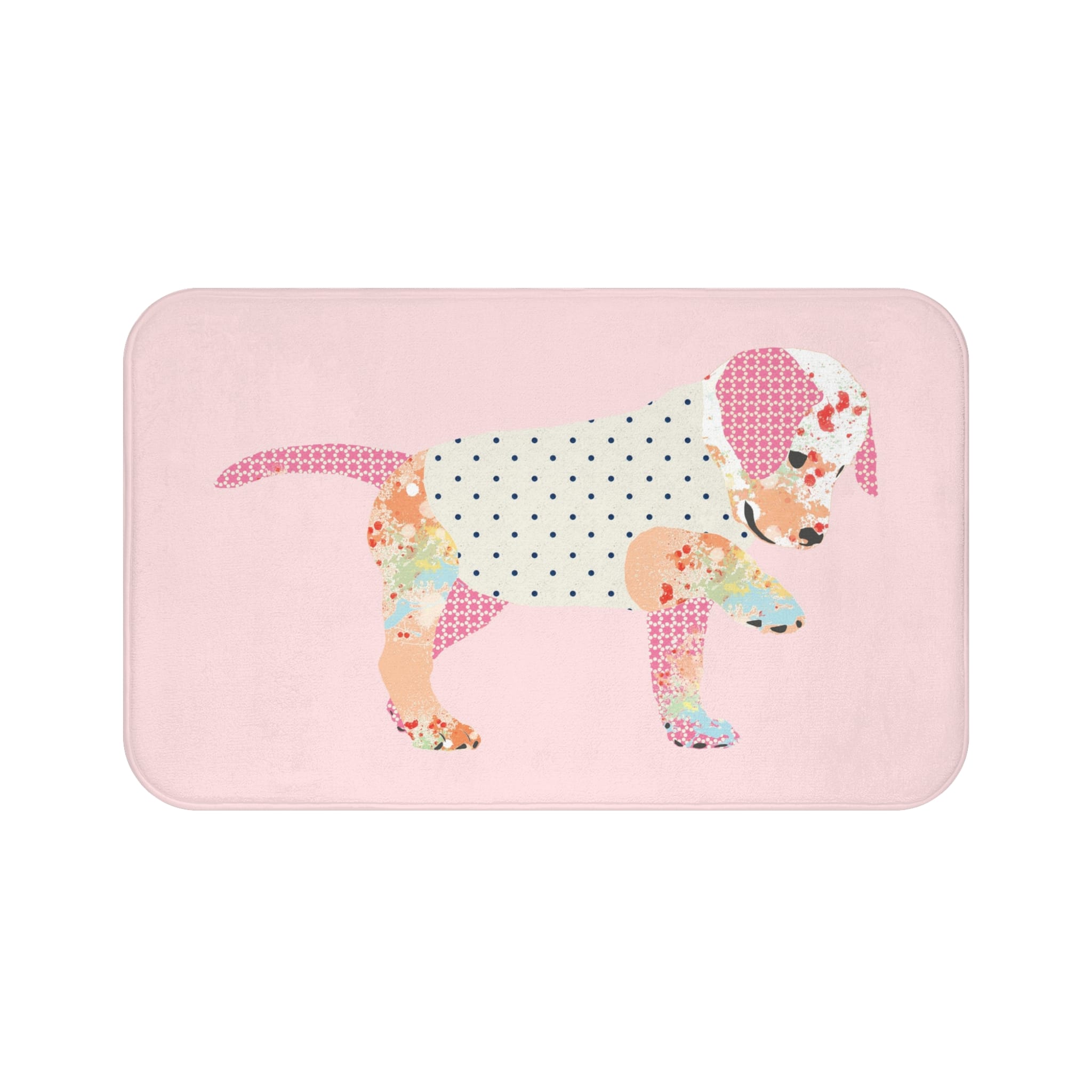 Small pink puppy bath mat kids bathroom rug memory foam non slip